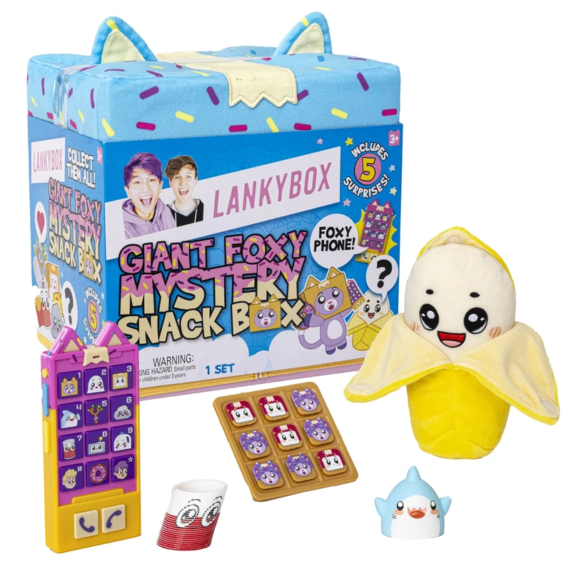 LankyBox Giant Foxy Surprise Snack Box, Mystery Surprise Giant Blind Box, 5 Fun Surprises Inside, Official LankyBox Merch