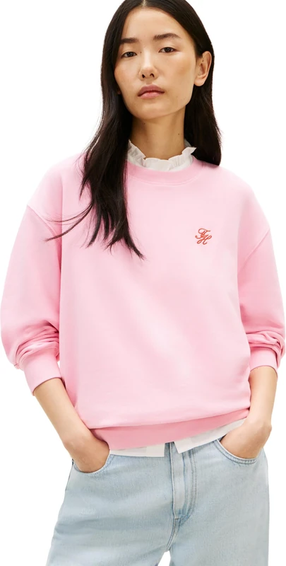 Tommy Hilfiger Women’s Sweatshirt Script Regular Fit, Pink (Classic Pink), XXS