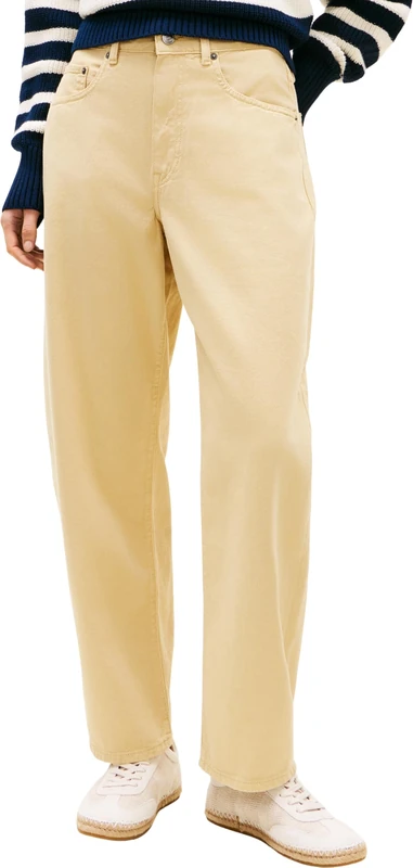 Tommy Hilfiger Women’s Jeans Light Barrel Mid Waist, Beige (Harvest Wheat), 33W/32L