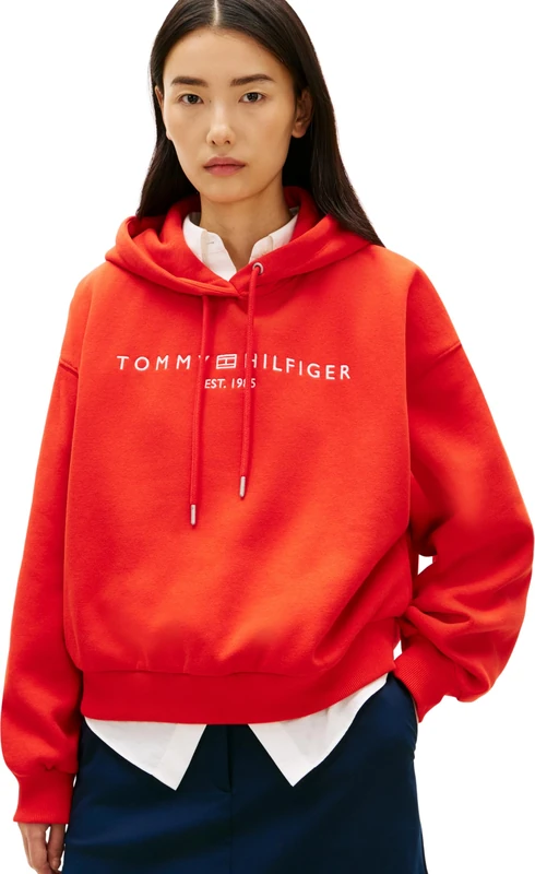 Tommy Hilfiger Women's Corp Logo Mdrn Hoodie Ww0Ww47832, ORANGE, XS