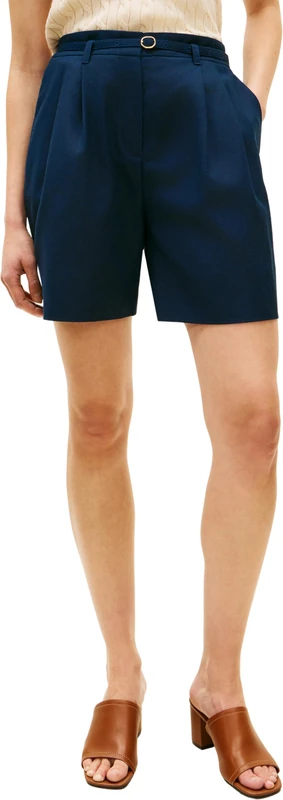 Tommy Hilfiger Women's Linen Blend Short WW0WW49040, Blue, 34