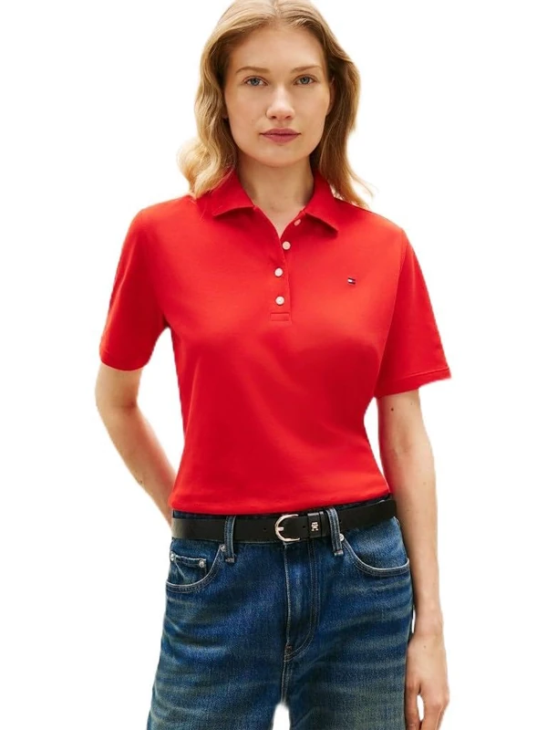 Tommy Hilfiger Women's 1985 Reg Pique Polo Ss Ww0Ww43224, Orange, XS