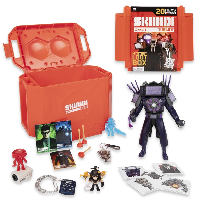 SKIBIDI Toilet Giant Mystery Loot Box, with 20 Mystery Surprises, YouTube Animation Sensation, Exclusive Mystery Figures, Officially Licensed Toilet Merch