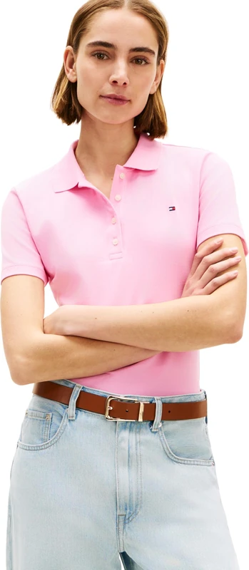 Tommy Hilfiger Women's 1985 Slim Pique Polo Ss Ww0Ww43225, Pink, S