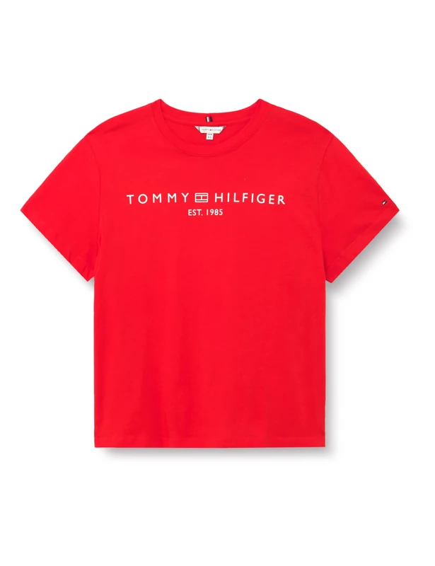 Tommy Hilfiger Women's CRV Reg Corp Logo C-Nk Ss Ww0Ww41724, Orange, 48