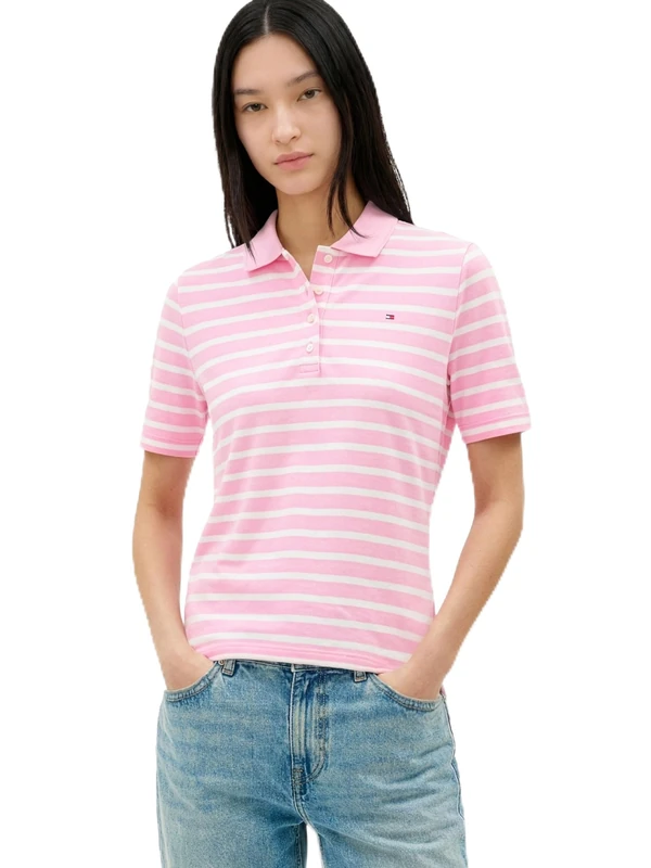 Tommy Hilfiger Women's 1985 Reg Pique Polo Ss Ww0Ww43224, Pink, XXS