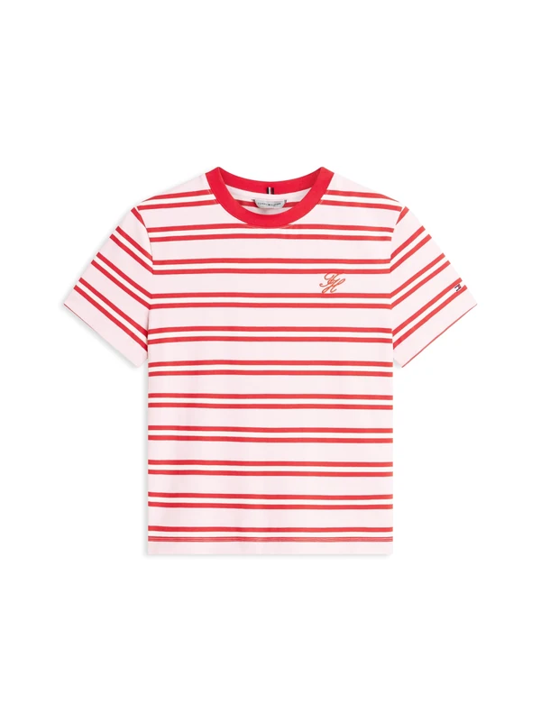 Tommy Hilfiger Women's Th Script Reg C-Nk Ss Tee Ww0Ww47809, Pink, S