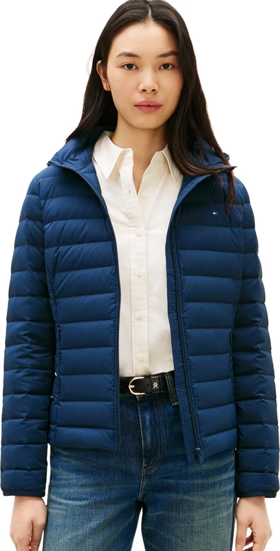 Tommy Hilfiger Women's Stretch Nylon Lw Down Jacket Ww0Ww47753, BLUE, S