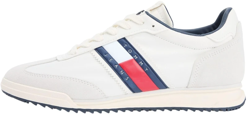 Tommy Jeans Men’s Runner Trainers Retro Cleated Lace-up, Multicolor (RWB), 10.5