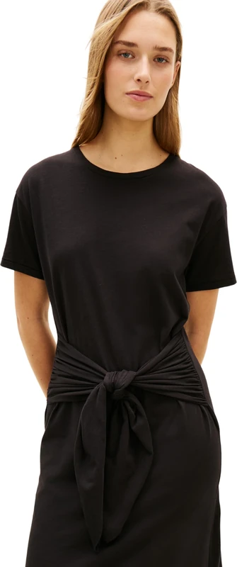 Tommy Hilfiger Women's Co Slub Knot Midi DRS WW0WW48747, Black, L