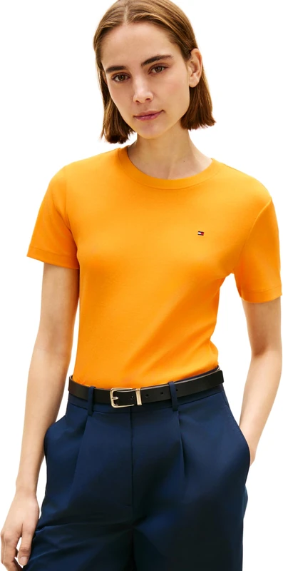 Tommy Hilfiger Women's Slim Cody C-Nk Ss Ww0Ww40587, Orange, M