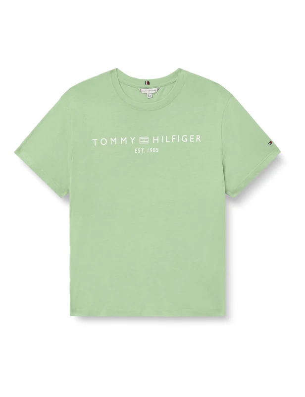 Tommy Hilfiger Women's CRV Reg Corp Logo C-Nk Ss Ww0Ww41724, Green, 50
