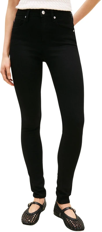 Tommy Hilfiger Women's DNM Black Como Skinny Rw Ww0Ww46720, Black, 28W / 32L