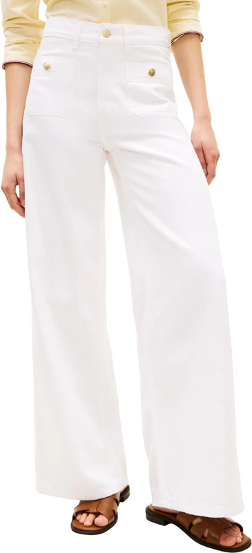 Tommy Hilfiger Women’s Jeans 70s Wide Leg High Waist, White (Th Optic White), 34W/32L