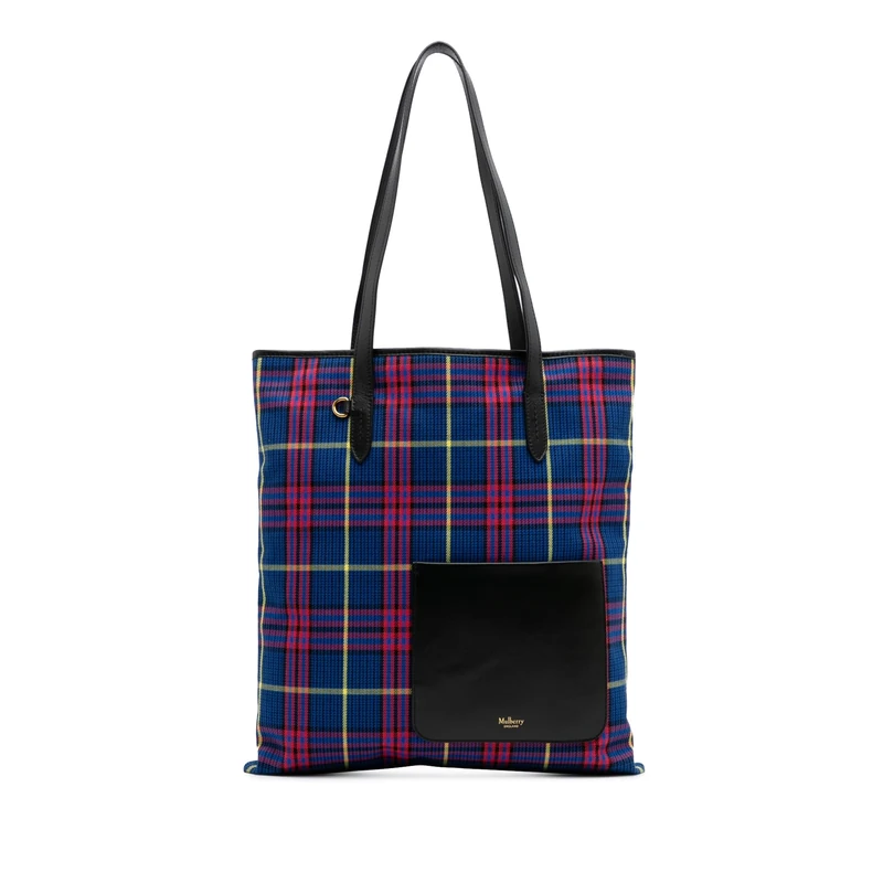 Mulberry Pre-Loved Plaid Canvas Tote Bag
