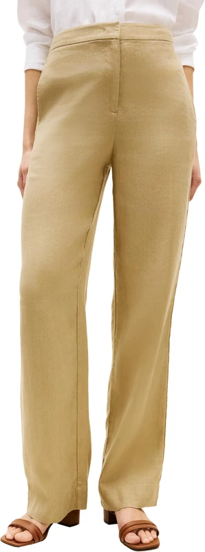 Tommy Hilfiger Women's New Ess Linen Tailored Strt Pant WW0WW49599, Beige, 36