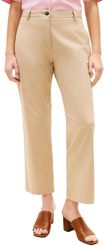 Tommy Hilfiger Women's Co GMD Slim Straight Chino WW0WW49647, Beige, 42