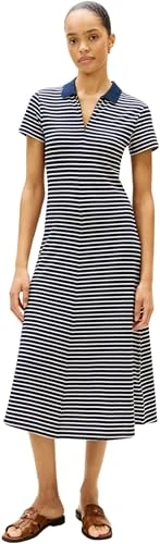 Tommy Hilfiger Women's Lyocell Pique Midi Polo DRS WW0WW48745, Blue, L