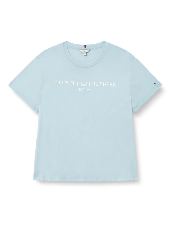 Tommy Hilfiger Women's CRV Reg Corp Logo C-Nk Ss Ww0Ww41724, Blue, 54 - Image 1