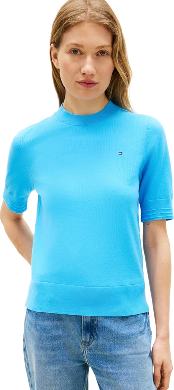 Tommy Hilfiger Women’s Jumper Jersey Short Sleeve, Blue (Frigid Blue), XS