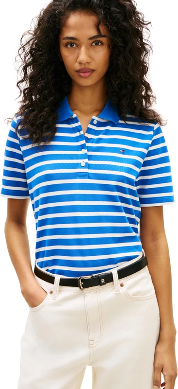 Tommy Hilfiger Women's 1985 Reg Pique Polo Ss Ww0Ww43224, Blue, XXS