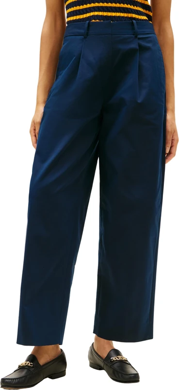 Tommy Hilfiger Women's Cotton Barrel Pleated Chino WW0WW48993, Blue, 36
