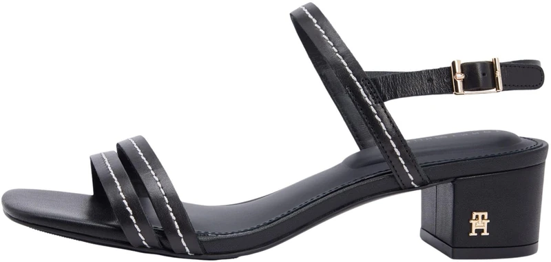Tommy Hilfiger Women's Low Heel Sandal Stitching FW0FW09345 Heeled Sandals, BLACK (Black), 7.5