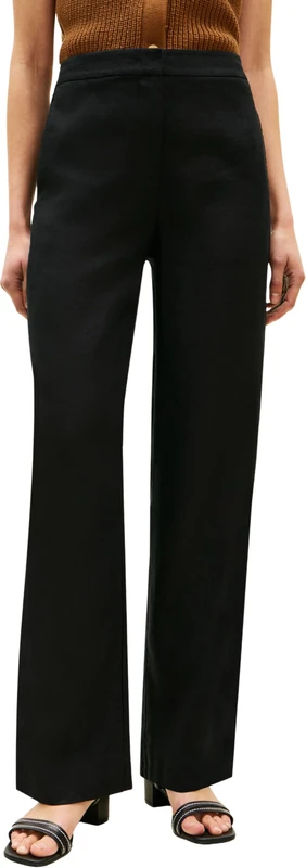 Tommy Hilfiger Women’s Trousers New Linen Tailored Straight Leg, Black (Black), 6