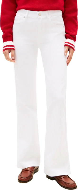 Tommy Hilfiger Women’s Jeans White Flare Mid Waist, White (Th Optic White), 28W/34L