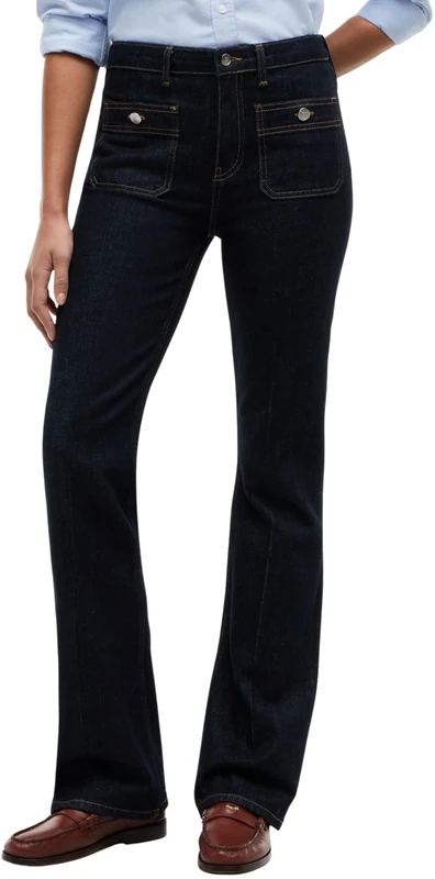 Tommy Hilfiger Women’s Jeans Rinse Bootcut Mid Waist, Black (Rinse), 33W/32L