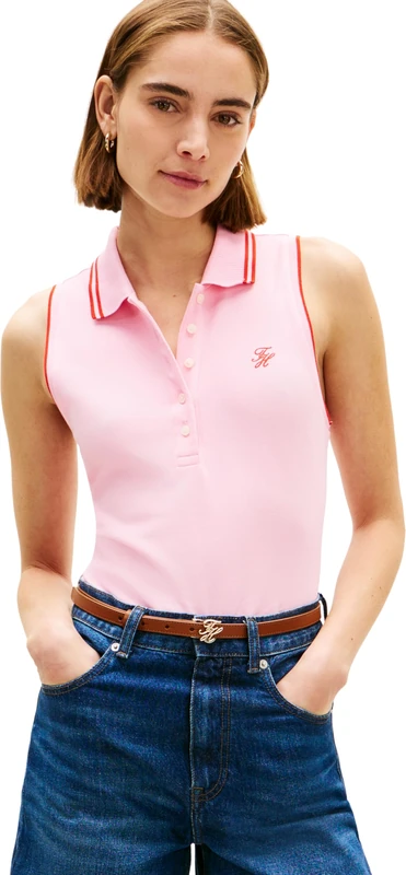 Tommy Hilfiger Women's Swimshop Cotton Polo Ss WW0WW49561, Pink, S
