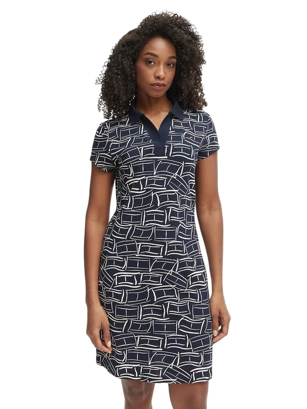 Tommy Hilfiger Women's 1985 Reg Pique Ss Polo Dress WW0WW49719, Blue, L