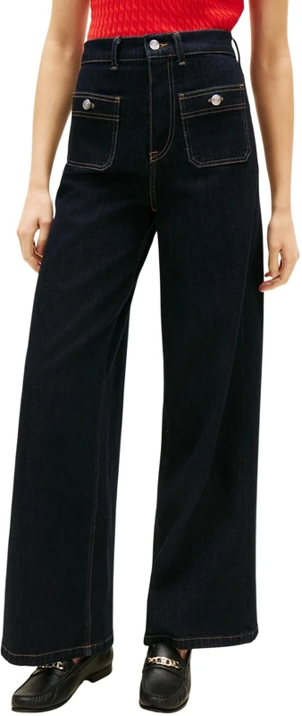 Tommy Hilfiger Women's DNM Rinse 70'S Wide Leg Hw Ww0Ww48395, Denim, 26W / 32L