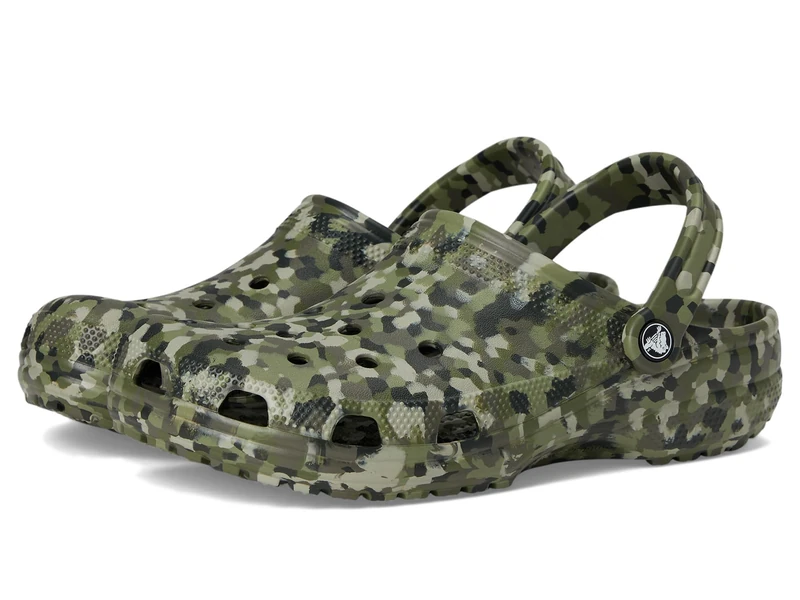 Crocs, Unisex Adult, Classic Confetti Clog, Army Green/Multi, 12 UK Men