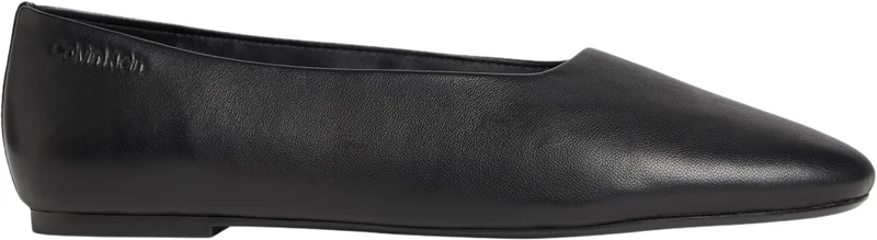 Calvin Klein Women’s Ballet Pumps Round in Leather, Black (Triple Black), 4 - Image 1