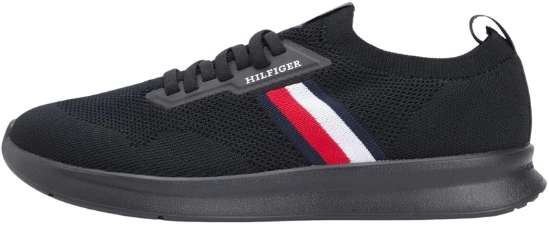 Tommy Hilfiger Men's Lightweight Knitted Runner FM0FM05756 Low Top, Black (Black), 10.5
