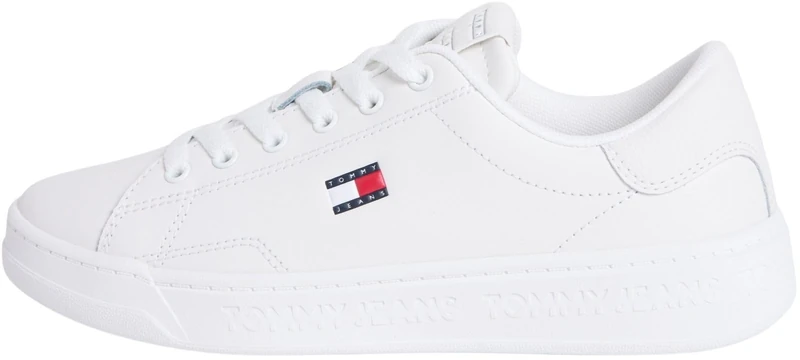 Tommy Jeans Women’s Cupsole Trainers Script Low Top, White (Ecru), 7.5