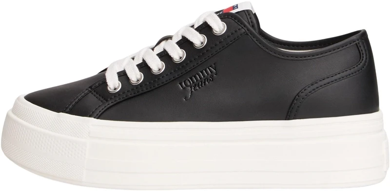 Tommy Jeans Women's Tjw Flatform Sneaker LTR EN0EN02964 Low Top, Black (Black), 2.5 UK
