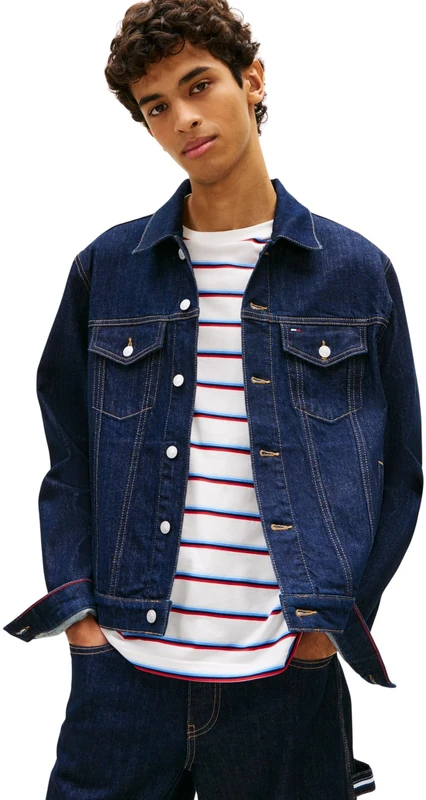 Tommy Jeans Men's Ryan Rglr Trckr Jckt Ext Di4156 DM0DM22984 Trucker Jacket, Denim (Denim Dark), 3XL Grande