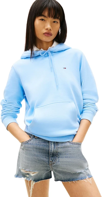 Tommy Jeans Women's Tjw Reg S Flag Hoodie Dw0Dw19958 Pullover Hoodie, BLUE (Light Powdery Blue), M