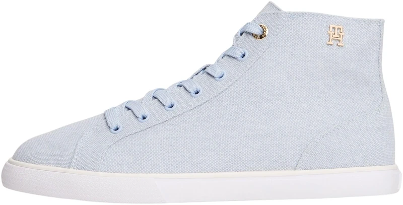 Tommy Hilfiger Women’s Canvas Trainers Chic Mid Cut Lace-up, Blue (Breezy Blue), 6