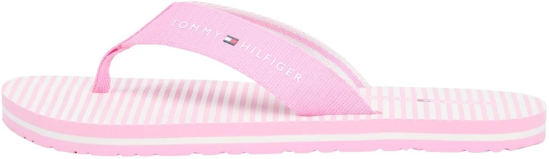 Tommy Hilfiger Women's Th Ithaca Stripe Summer Sandal FW0FW09192 Flip Flops, PINK (Rose Petal), 4