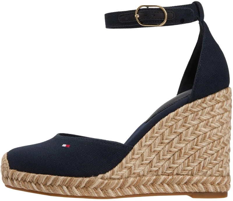 Tommy Hilfiger Women's Flag High Wedge Espad Closed Toe FW0FW09225 Wedge Espadrilles, BLUE (Space Blue), 4