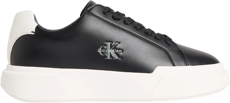 Calvin Klein Women's Chunky Cupsole Laceup LTH Wn Yw0Yw01947 Low Top, Black (Black/White/Black), 4