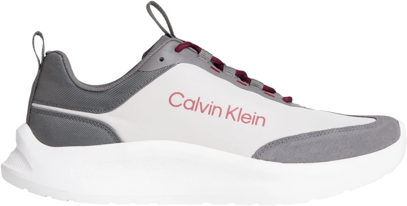 Calvin Klein Men's Light Eva Runner HM0HM02241 Low Top, RED (Granite Gray/Rhubarb), 8