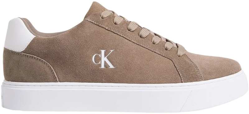 Calvin Klein Men's Classic Cupsole Laceup Su YM0YM01434 Low Top, Khaki (Desert Taupe/Bright White), 5.5