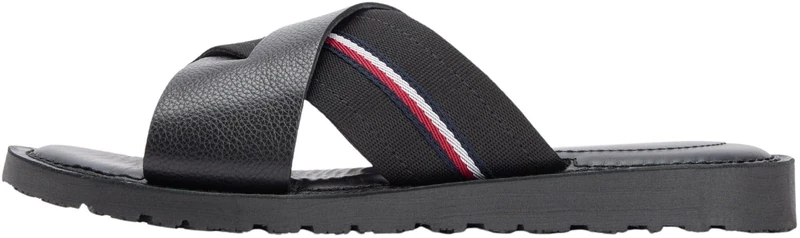 Tommy Hilfiger Men's Core Hilfiger Lth Criss C Sandal FM0FM05783 Flat Sandals, BLACK (Black), 6.5 - Image 1