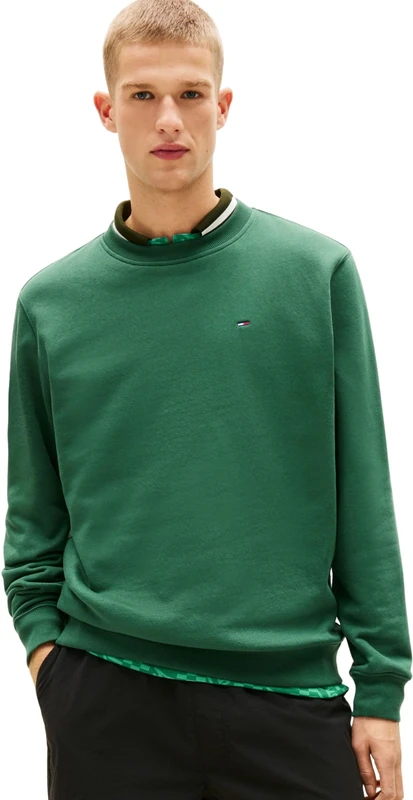 Tommy Jeans Men's Tjm Reg S Flag Crew Dm0Dm20741 Pullover Sweatshirt, GREEN (Shadow Pine), L
