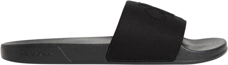 Calvin Klein Men's Beach Slides Monogram with Logo, Black (Triple Black), 9