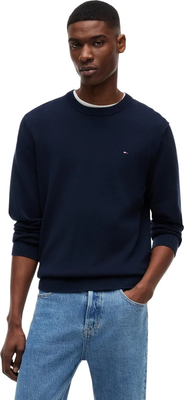 Tommy Jeans Men’s Jumper Slim Light with Round Neckline, Blue (Dark Night Navy), XXL